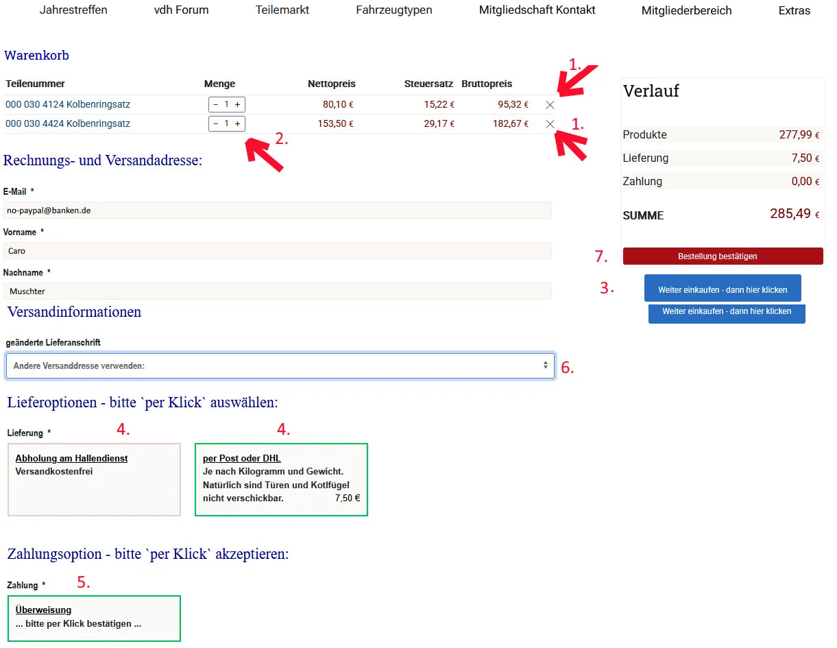 Link zur Neuteileliste